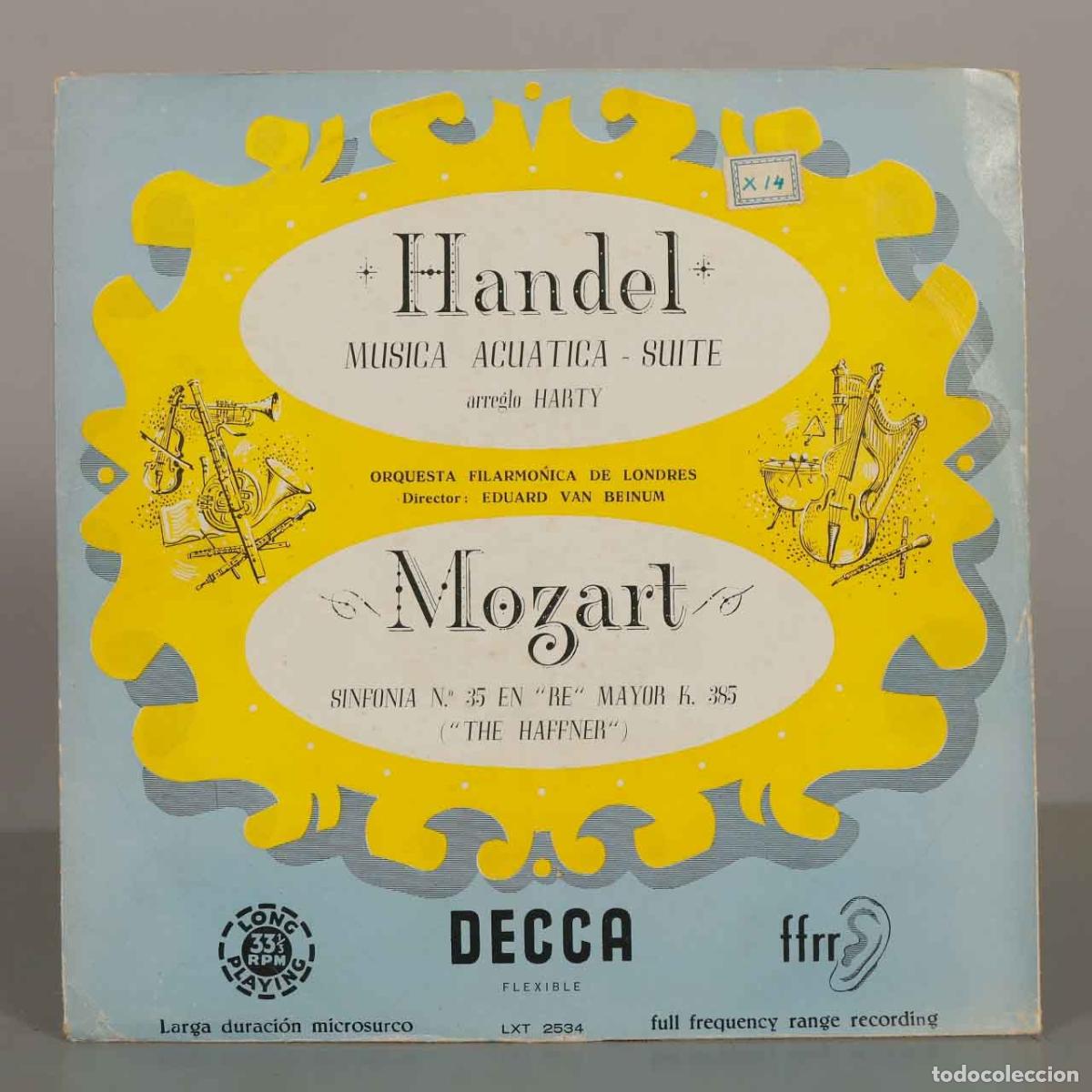 Vinyl records: LP. Handel: The Water Music Suite - Mozart: Symphony No. 35 In D Major K. 385 The Haffner - Eduard