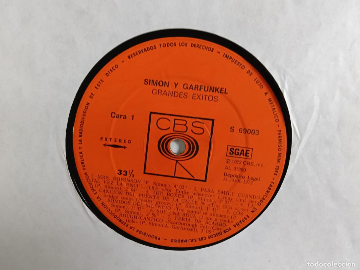 Discos de vinilo: Grandes Exitos Simon y Garfunquel Disco sin portada vinilo excelente Ver titulos y dem&aacute;s informaci