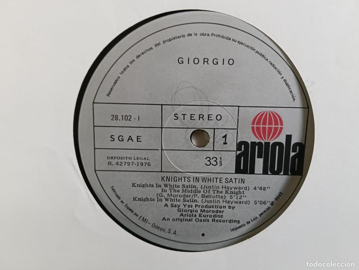 Discos de vinilo: Giorgo Moroder Noches de Blanco Saten Lp sin portada vinilo excelente .Ver titulos y dem&aacute;s informaci