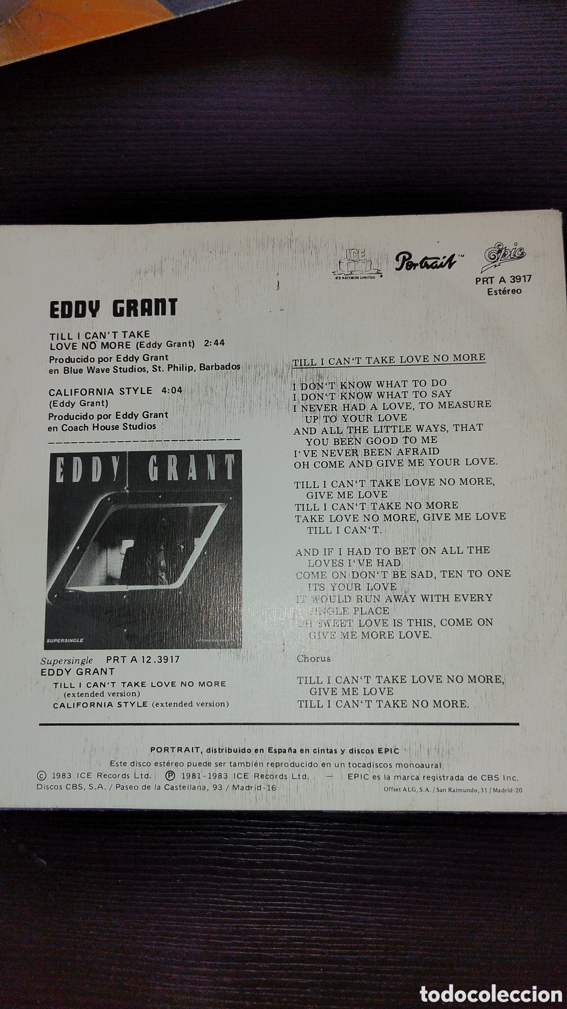 Discos de vinilo: Eddie Grant disco cuarenta y cinco revoluciones por minuto