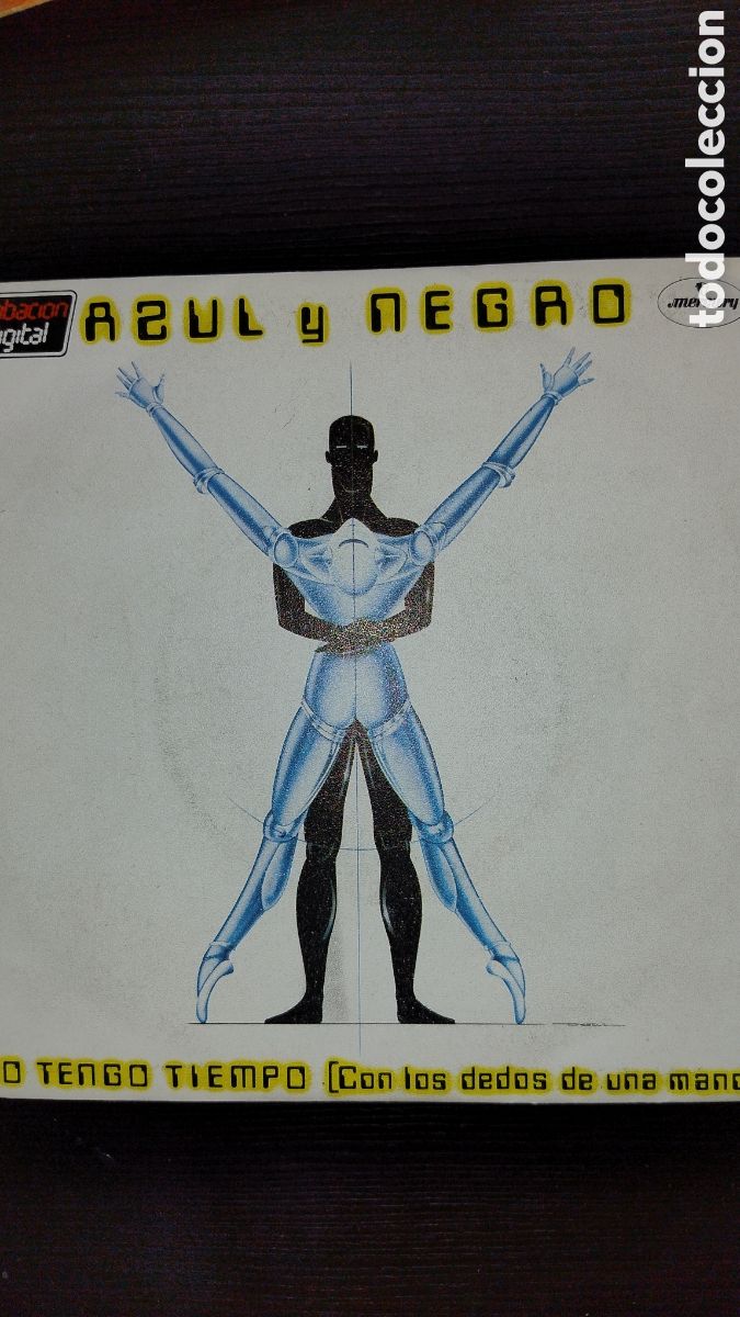 Discos de vinilo: Azul y negro disco cuarenta y cinco revoluciones por minuto