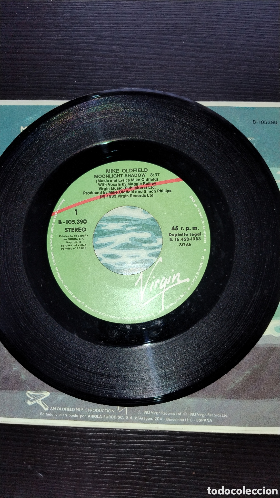 Discos de vinilo: Mike Oldfield disco45 rpm moonlight shadow - Foto 3