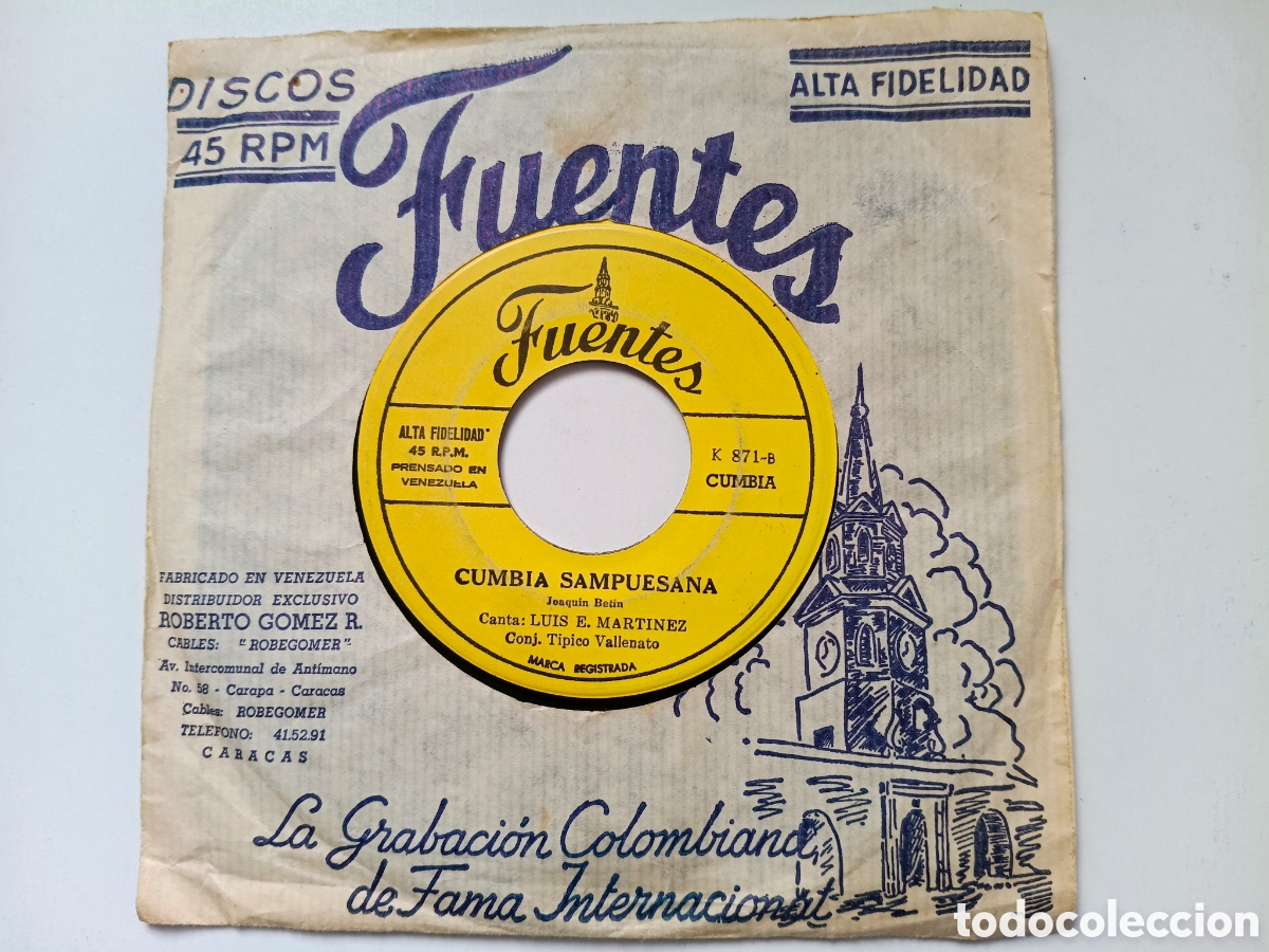 Discos de vinilo: CONJ. TIPICO VALLENATO - Cumbia Cienaguera / ...Sampuesana -SINGLE VENEZUELA FUENTES // LATIN