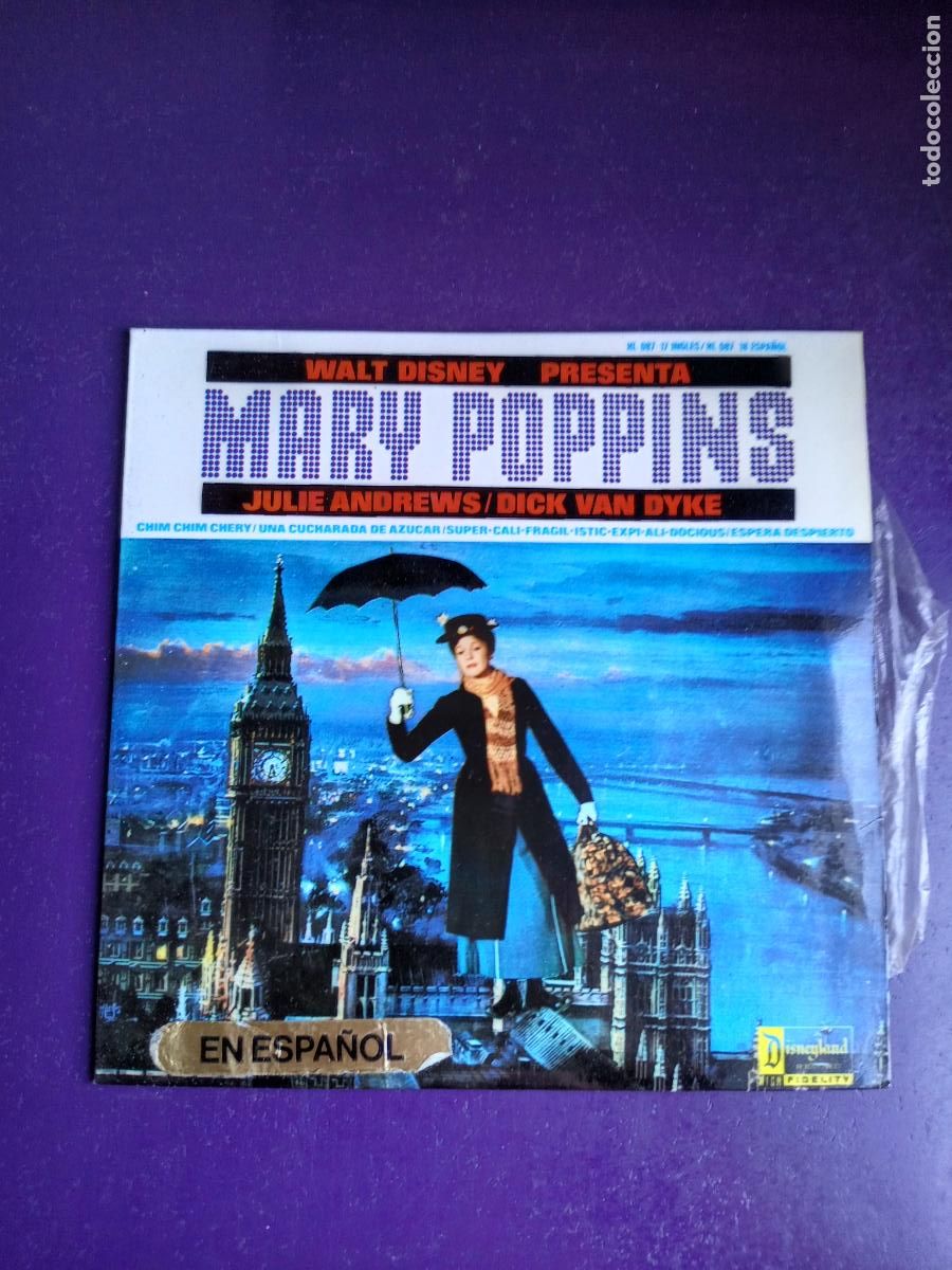 Discos de vinilo: MARY POPPINS - EP DISNEY HISPAVOX 1966 - CHIM CHIM CHERY +3 - EN ESPA&Ntilde;OL - BSO CINE CLASICO 60'S