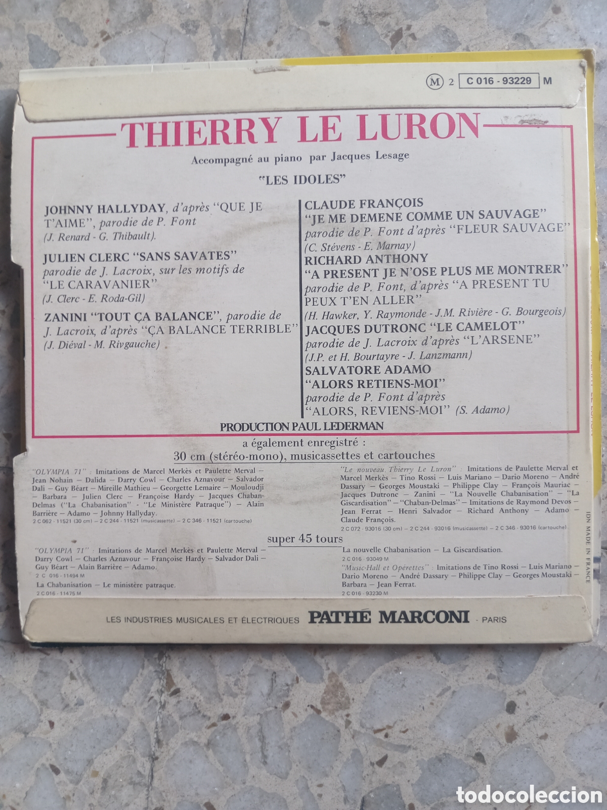 Discos de vinilo: EP THIERRY LE LURON LES IDOLES FRANCIA - Foto 2