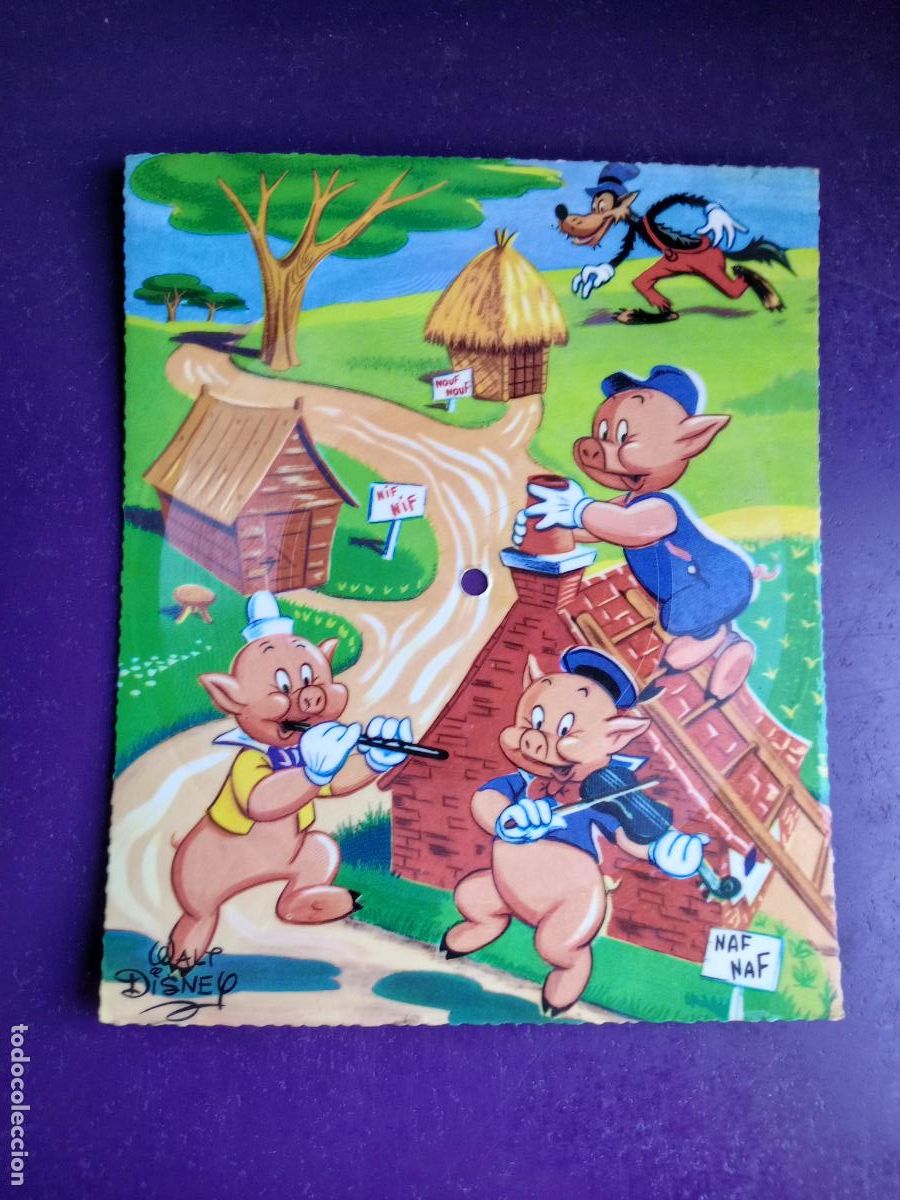 Discos de vinilo: POSTAL MUSICAL Sg FONOSCOPE 1958 - DISNEY - LOS TRES 3 CERDITOS - CUENTO AUDIOLIBRO