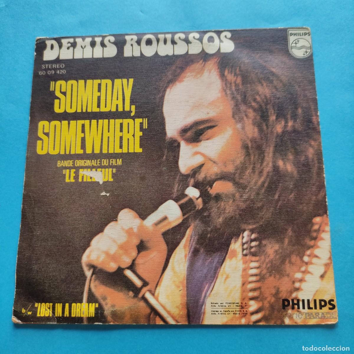 Discos de vinilo: Demis Roussos &ndash; Someday, Somewhere ** SINGLE PHILPA ** SOLO CARATULA ** juani