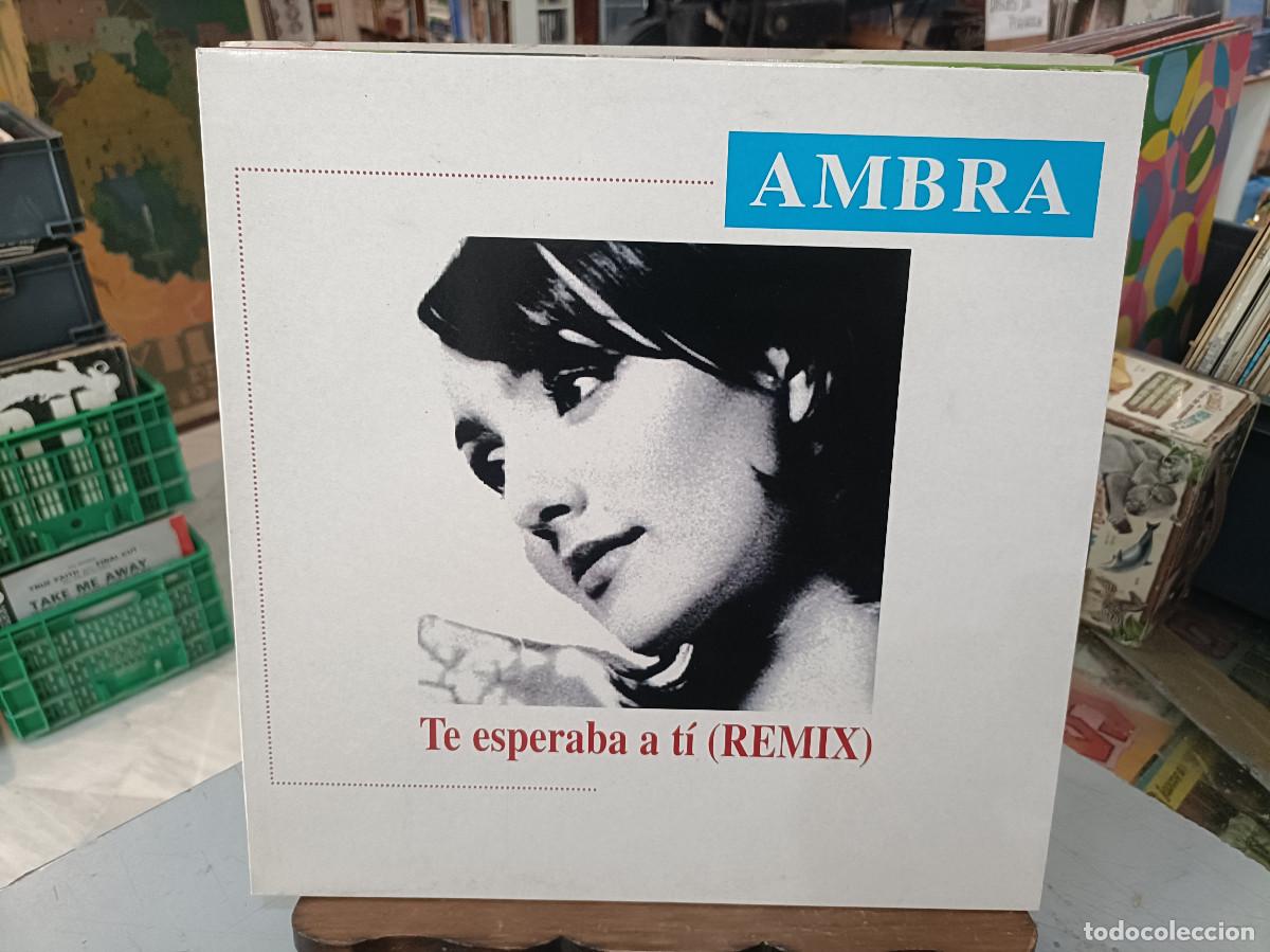 Discos de vinilo: Ambra - Te esperaba a t&iacute; (Remix) - Maxi Single sello Zafiro 1996