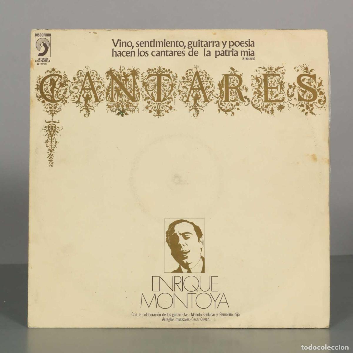 Discos de vinilo: LP. Cantares - Enrique Montoya - Manolo Sanl&uacute;car, Remolino hijo, Cesar Oliv&aacute;n