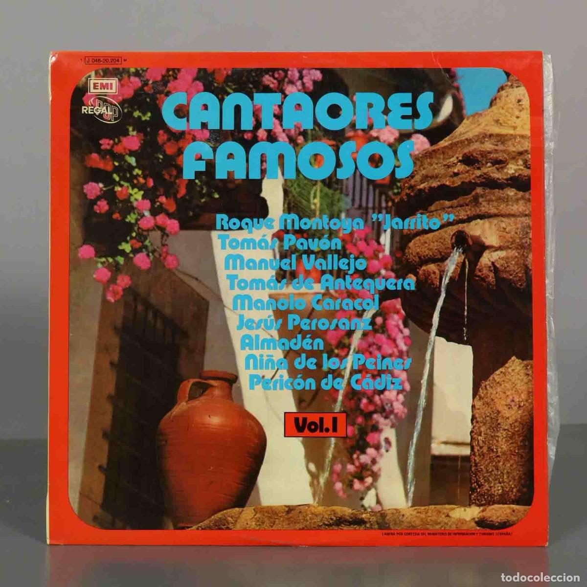 Discos de vinilo: LP. Cantaores Famosos Vol. 1 - Roque Montoya Jarrito, Tom&aacute;s Pav&oacute;n, Manuel Vallejo, Tom&aacute;s de Anteque