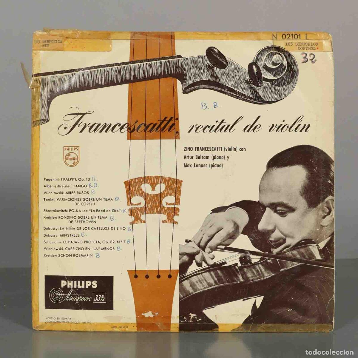 Discos de vinilo: LP. Francescatti, recital de viol&iacute;n - Zino Francescatti, Artur Balsam, Max Lanner