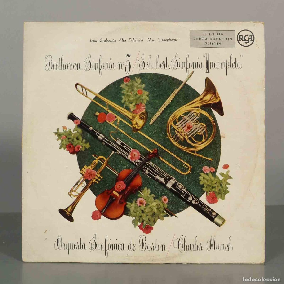 Discos de vinilo: LP. Beethoven, Schubert - Orquesta Sinf&oacute;nica De Boston, Charles Munch - Sinfon&iacute;a N&ordm; 5, Sinfon&iacute;a Inc