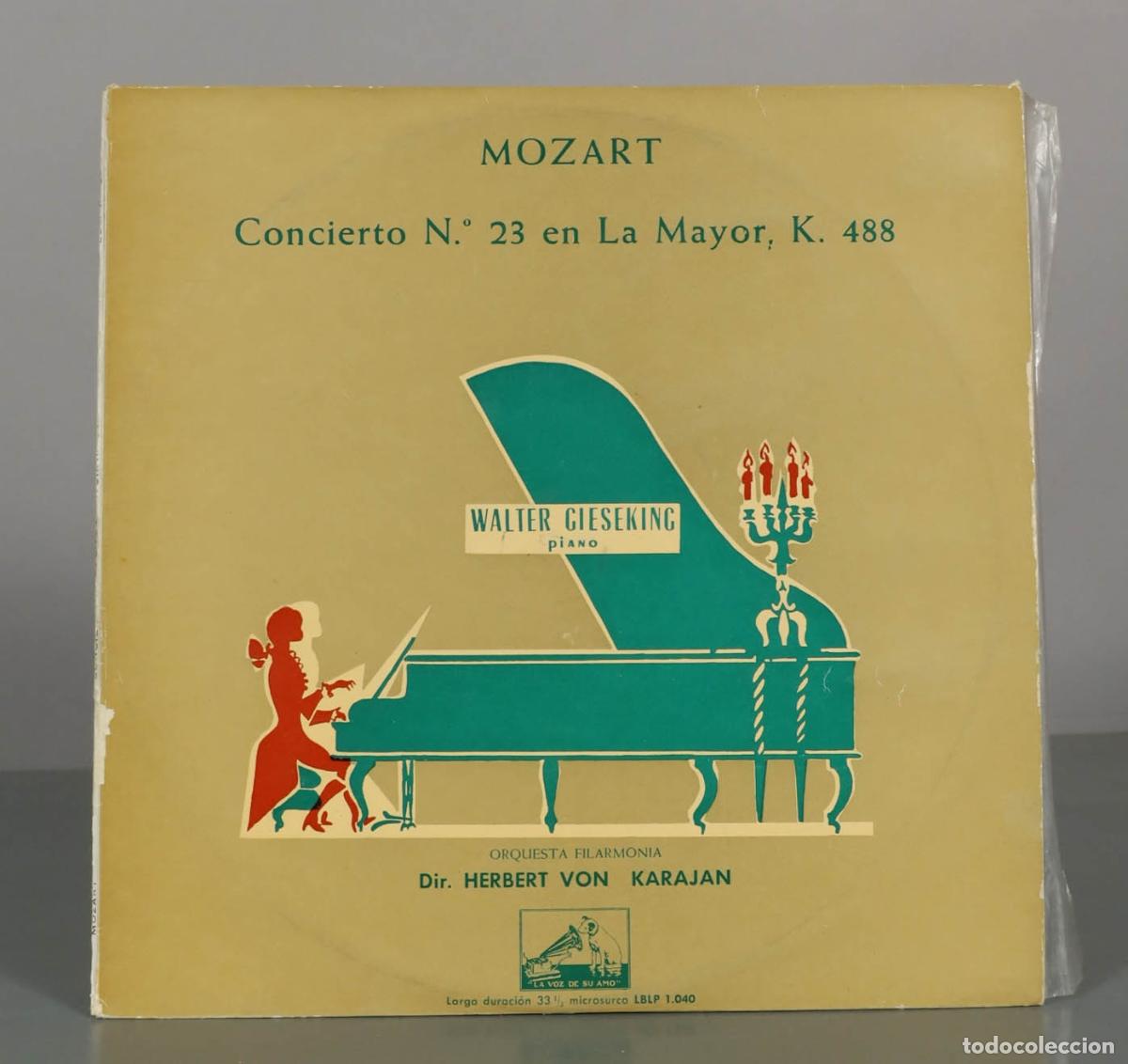 Discos de vinilo: LP. Mozart - Concierto N.&ordm; 23 en La Mayor, K. 488 - Walter Gieseking, Herbert von Karajan, Orquesta
