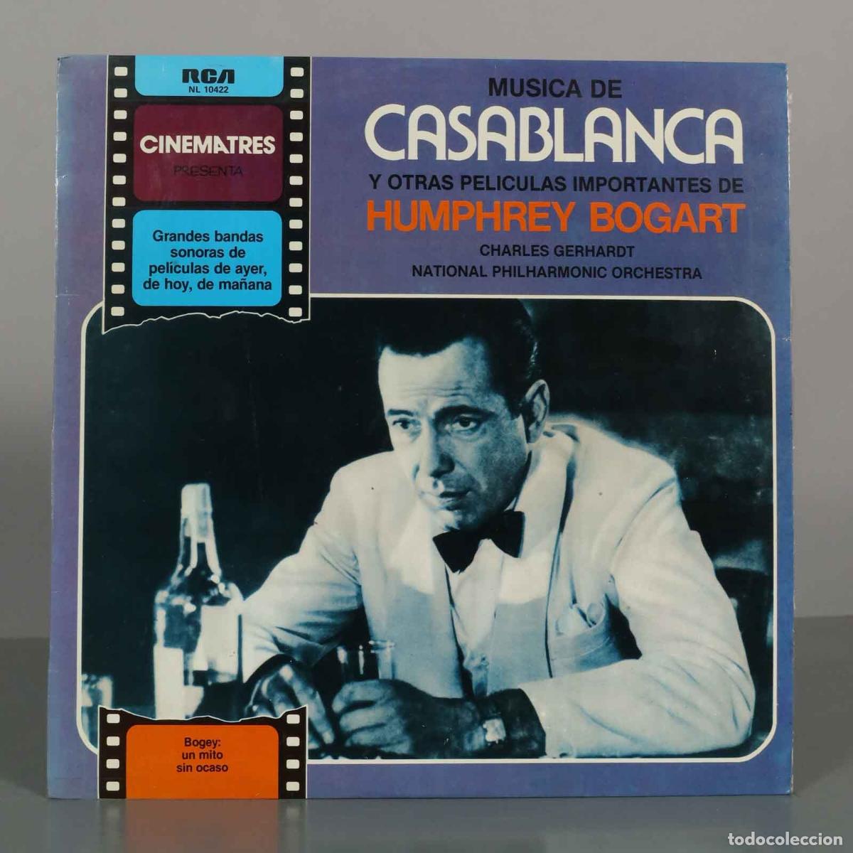 Discos de vinilo: LP. M&uacute;sica de Casablanca y otras pel&iacute;culas importantes de Humphrey Bogart - Charles Gerhardt, Natio
