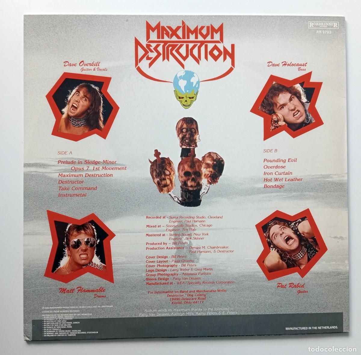 Discos de vinilo: LP DESTRUCTOR - MAXIMUM DESTRUCTION - Foto 2