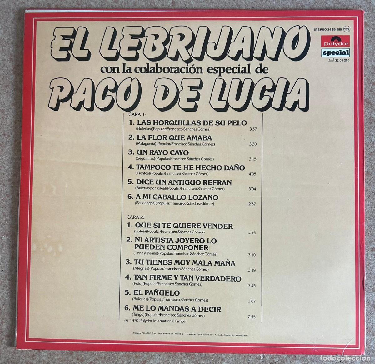 Discos de vinilo: EL LEBRIJANO Y PACO DE LUC&Iacute;A - Foto 2