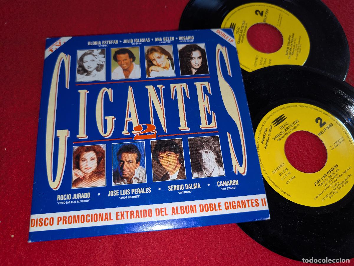 Discos de vinilo: GIGANTES II VARIOS doble 7'' SINGLE 1993 PROMO Iglesias+Perales+Estefan+Basurto