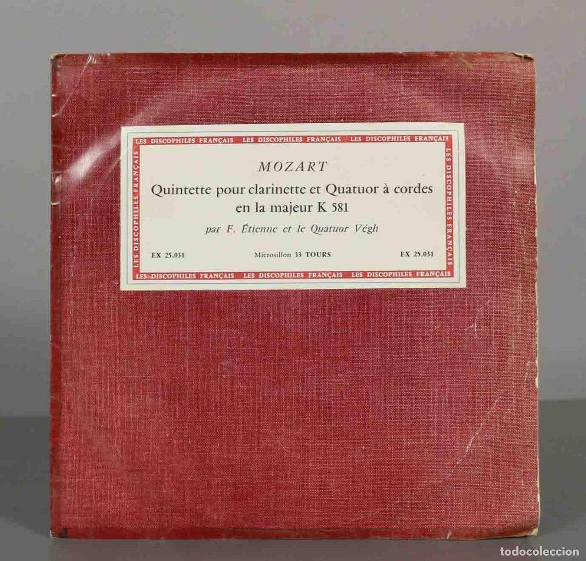 Discos de vinilo: LP. Mozart: Quintette pour clarinette et Quatuor &agrave; cordes en la majeur K 581 - F. Etienne, Quatuor