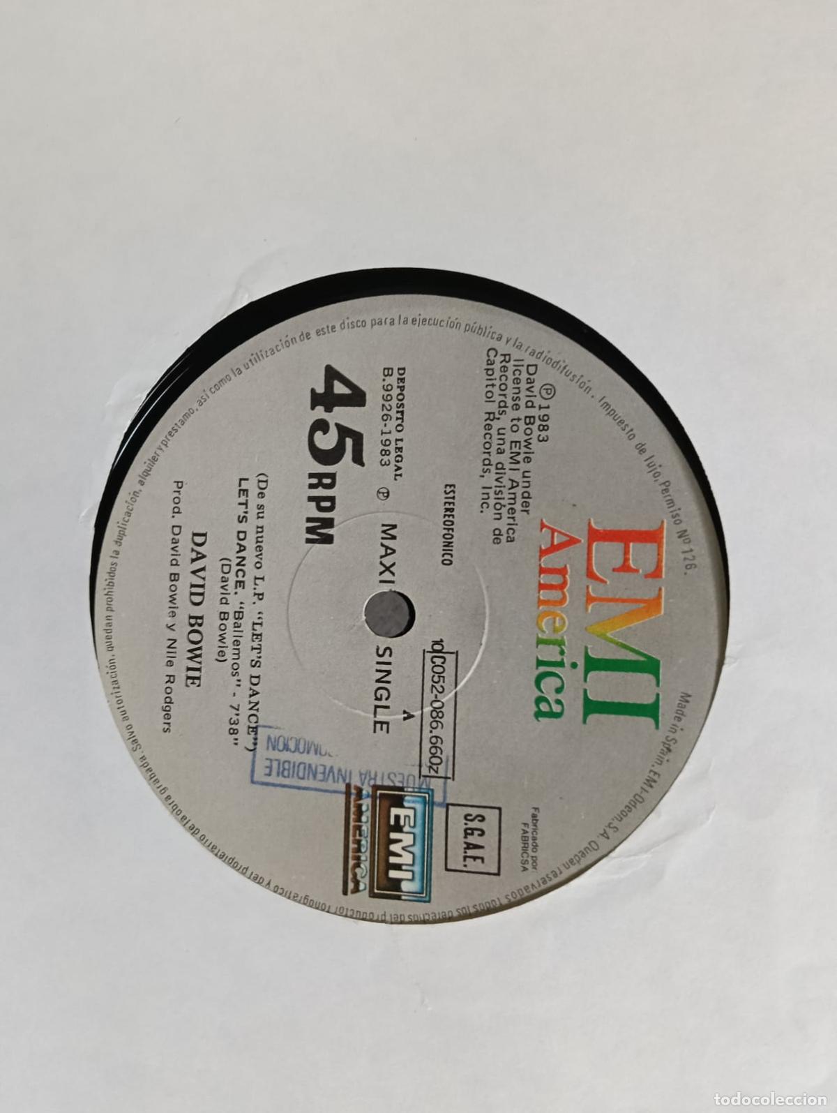 Discos de vinilo: DAVID BOWIE Let's Dance Maxi Single sin portada Vinilo Buen estado.Ver t&iacute;tulos y dem&aacute;s informaci&oacute;n e