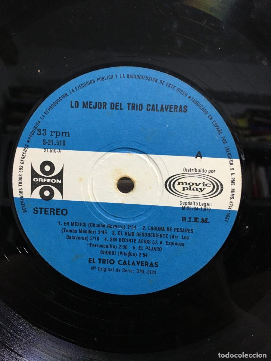 Discos de vinilo: Lo Mejor del Tr&iacute;o Calaveras (Etiqueta central azul) El Tr&iacute;o Calaveras