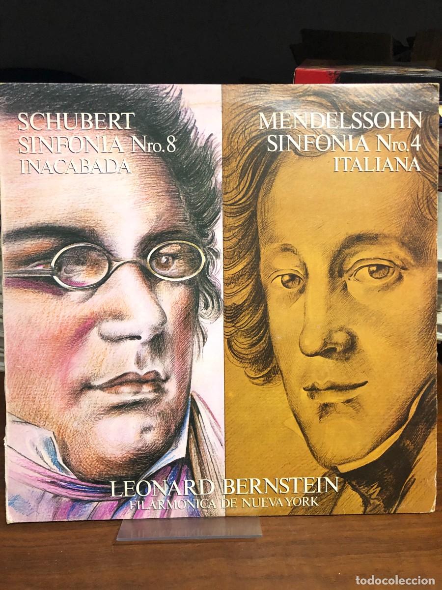 Discos de vinilo: Sinfon&iacute;a Nro. 8 &rdquo;Inacabada&rdquo; / Sinfon&iacute;a Nro. 4 &rdquo;Italiana&rdquo; Schubert / Mendelssohn (Dir. Leonard Berns