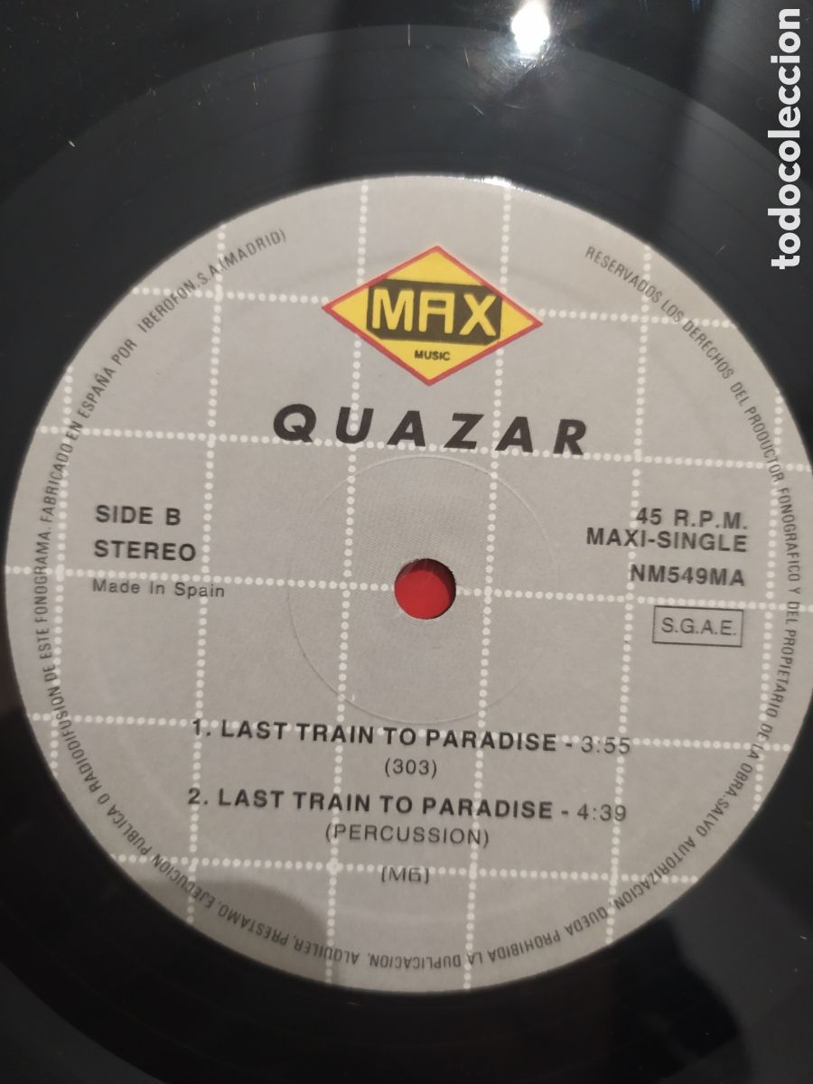 Discos de vinilo: Maxi single Quazar. Last Train To Paradise - Foto 4