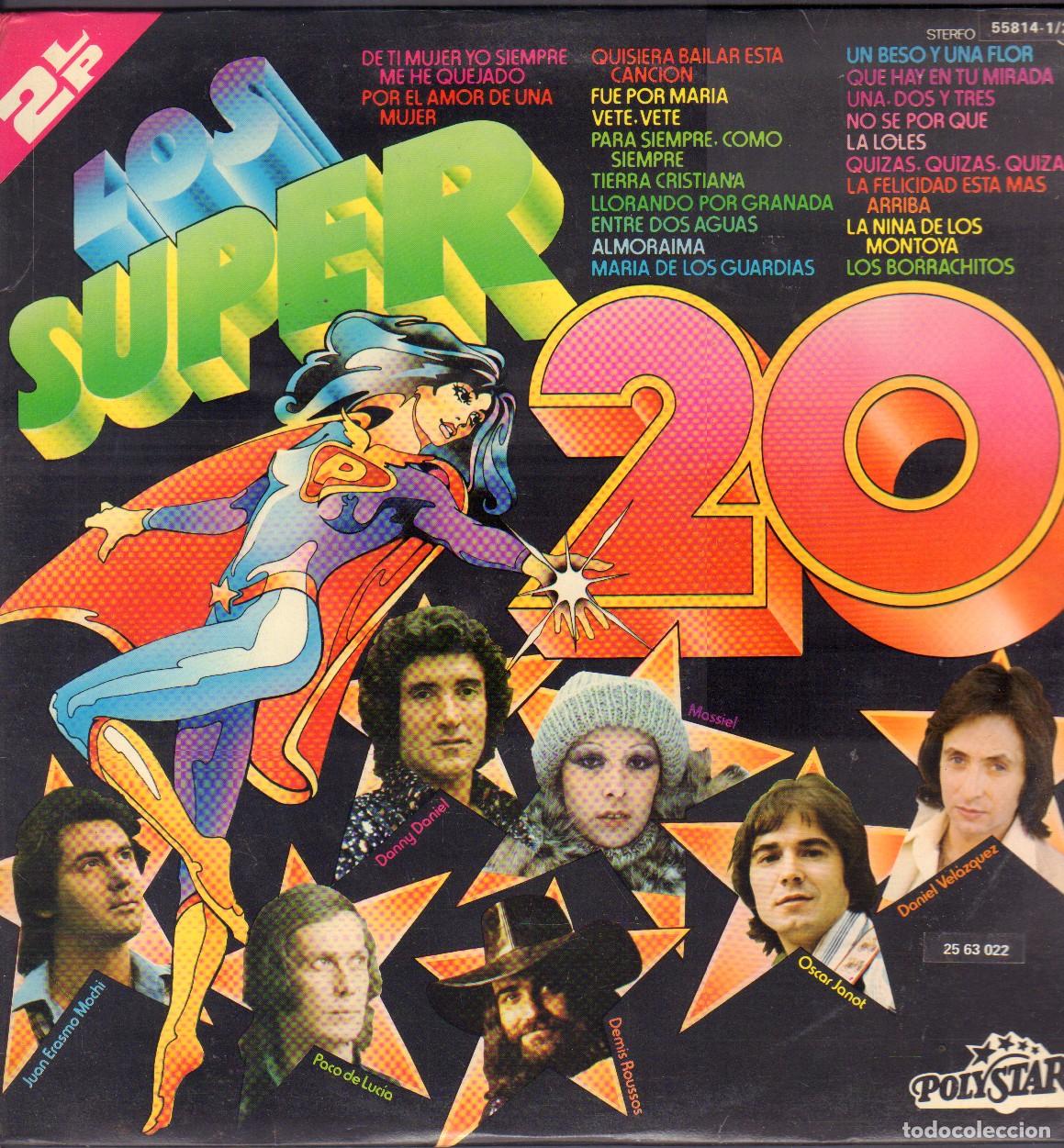 Discos de vinilo: LOS SUPER 20 - DANNY DANIEL, OSCAR JANOT, LOS PUNTOS, MASSIEL.../ DOBLE LP POLYSTAR 1976 RF-26074