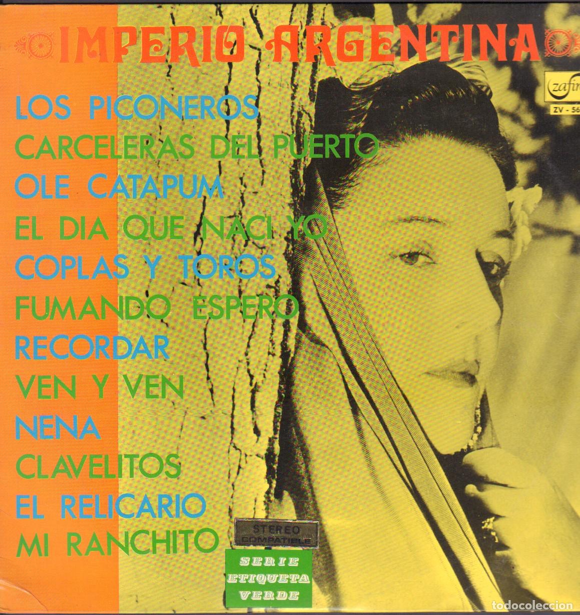 Discos de vinilo: IMPERIO ARGENTINA - LOS PICONEROS, OLE CATAPUM, COPLAS Y TOROS.../ LP ZAFIRO 1970 RF-26084