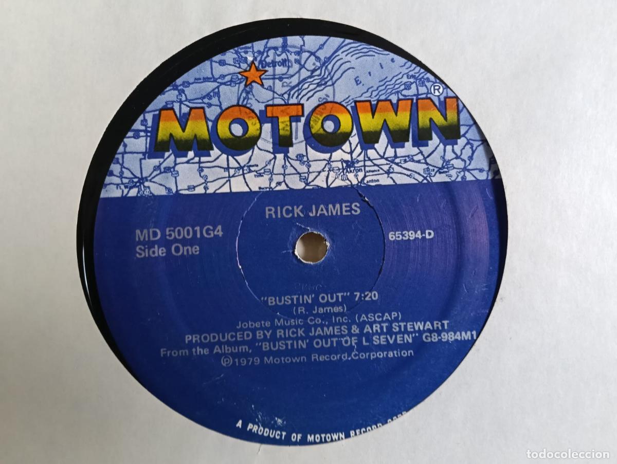 Discos de vinilo: RICK JAMES Bustin In OutMaxi Single sin portadas vinilo Excelene estado .Ver t&iacute;tulos y dem&aacute;s informa