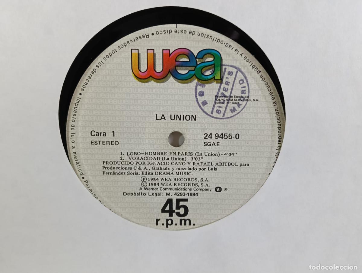 Discos de vinilo: LA UNION Lobo Hombre en Paris Maxi Single sin portadas vinilo muy usado pero valido .Ver t&iacute;tulos y d