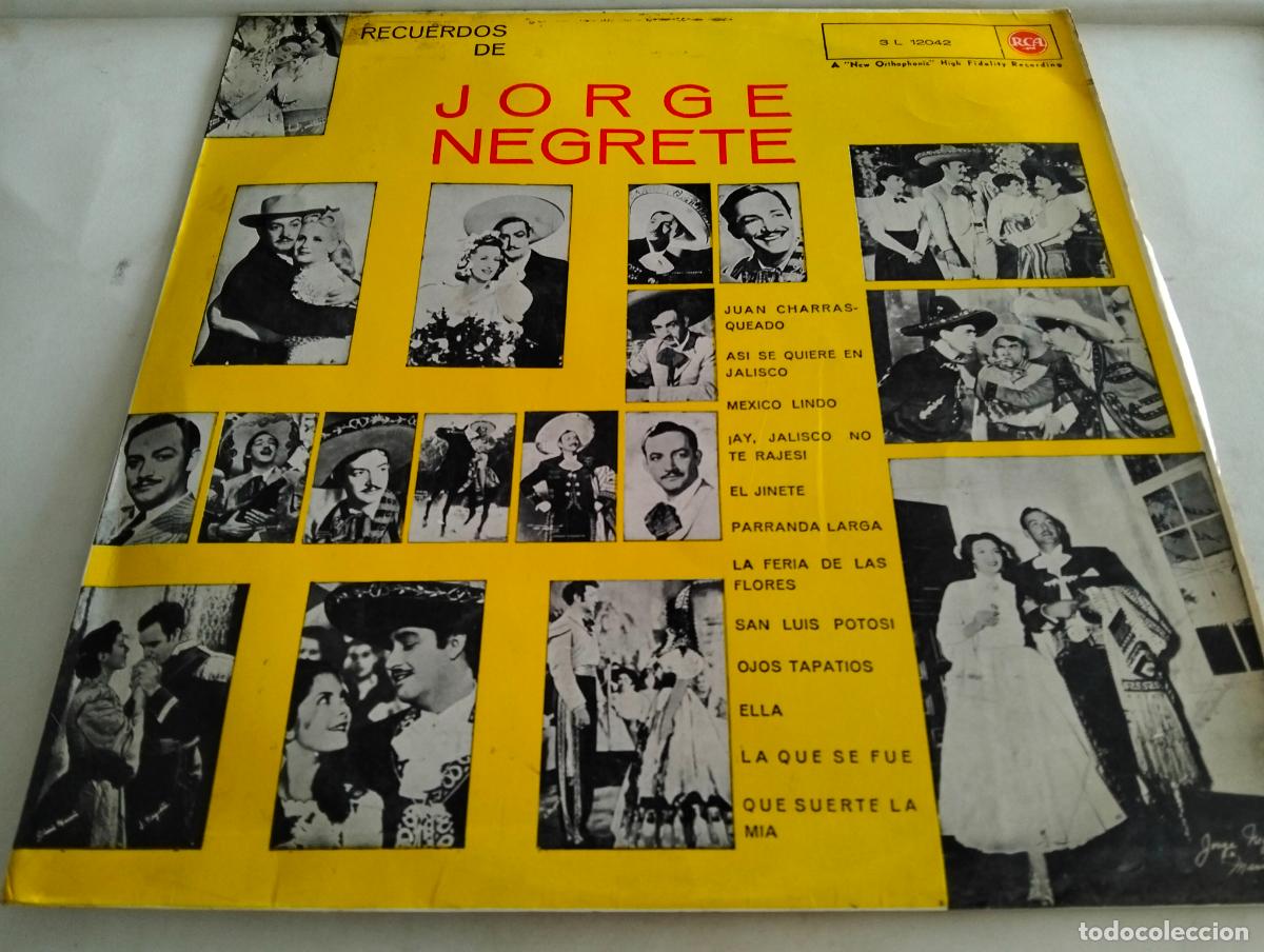 Discos de vinilo: JORGE NEGRETE, DISCO LP RECUERDOS, EDITADO RCA, A&Ntilde;O 1959