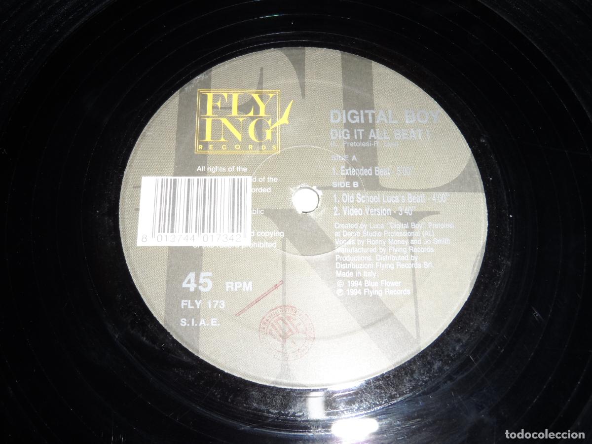 Discos de vinilo: DIGITAL BOY - DIG IT ALL BEAT (ITALY 1994) - Foto 3