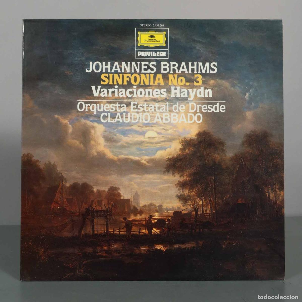 Discos de vinilo: LP. Sinfonia n&ordm; 3 - Variaciones Haydn - Johannes Brahms - Orquesta Estatal de Dresde, Claudio Abbad