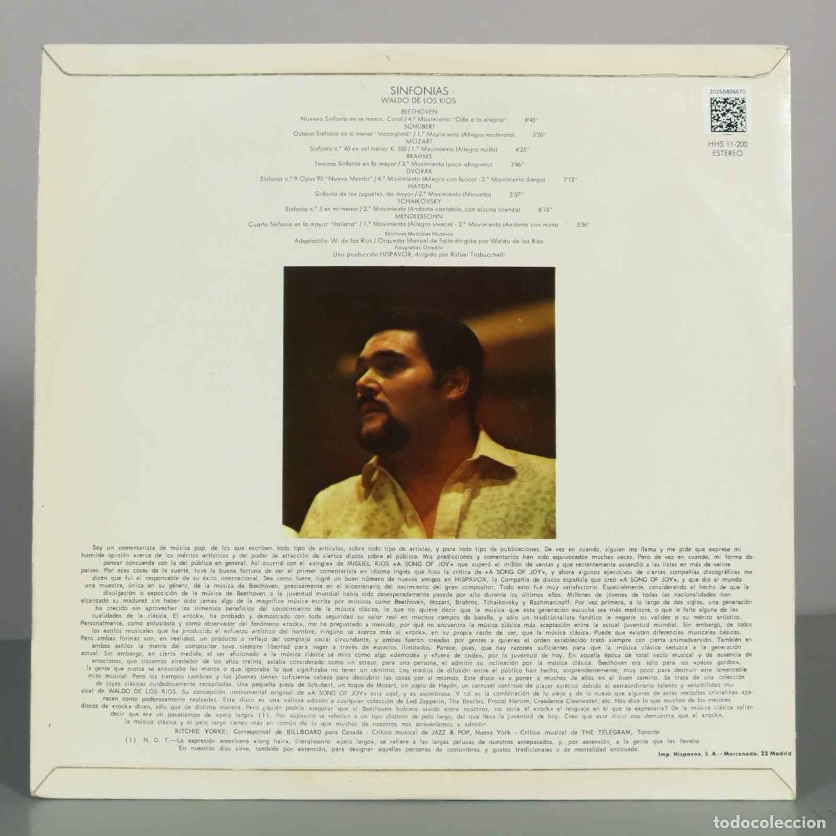 Discos de vinilo: LP. Sinfon&iacute;as - Waldo de los R&iacute;os - Foto 2