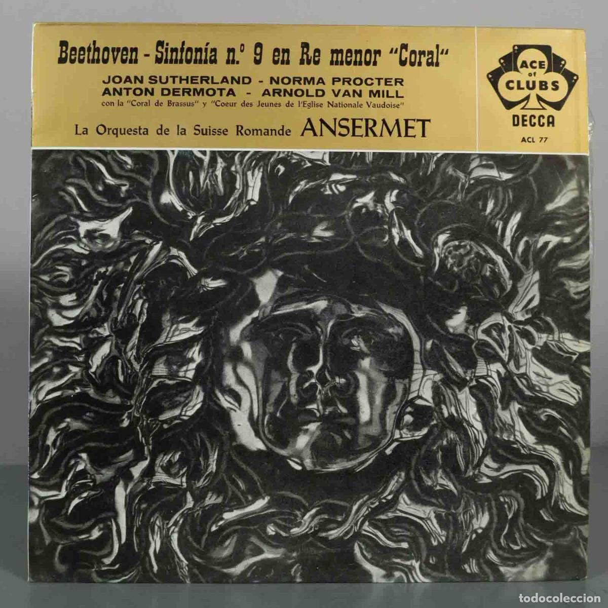 Discos de vinilo: LP. Ludwig van Beethoven - Sinfon&iacute;a n.&ordm; 9 en Re menor Coral - Joan Sutherland, ansermet