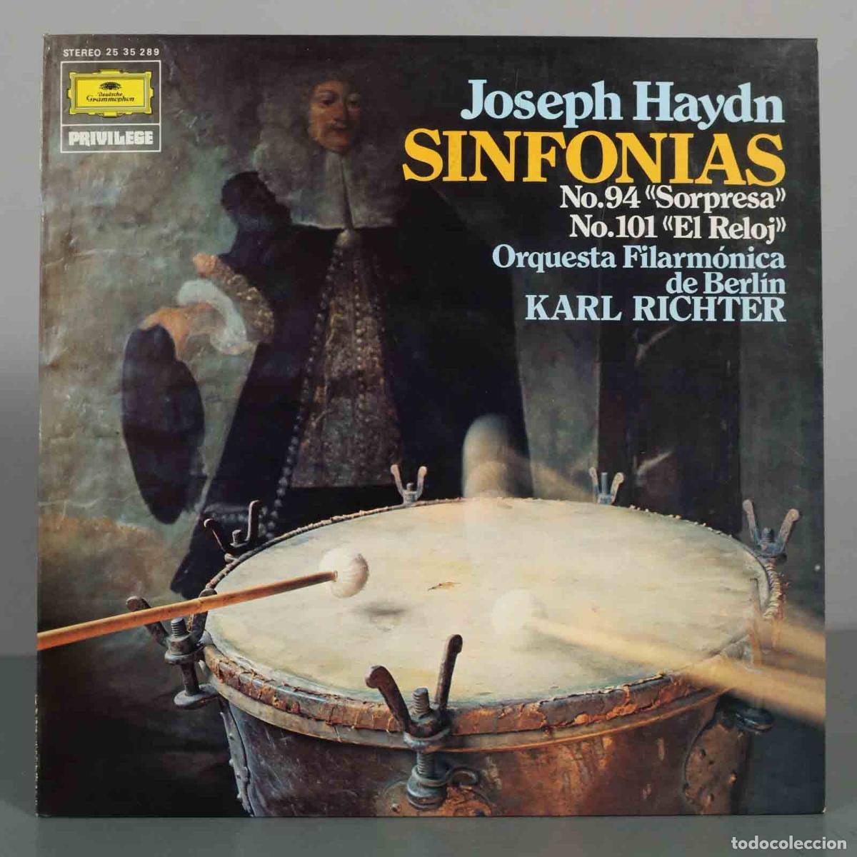 Discos de vinilo: LP. Joseph Haydn - Sinfon&iacute;as No. 94 Sorpresa No. 101 El Reloj - KARAJAN