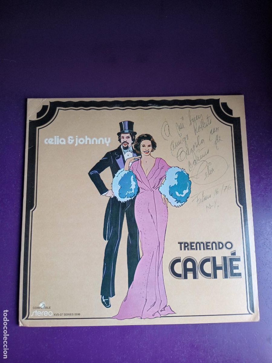 Discos de vinilo: Celia CRUZ & Johnny PACHECO &lrm;&ndash; Tremendo Cach&eacute;- LP VAYA USA 1975 - SALSA CUBA - FIRMADO POR CELIA