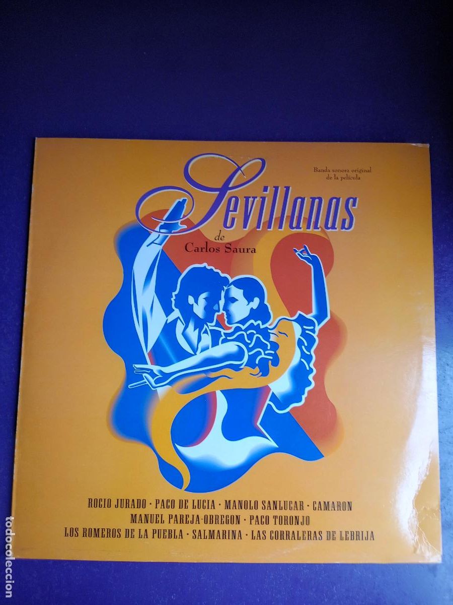 Discos de vinilo: SEVILLANAS BSO CARLOS SAURA - LP POLYDOR 1992 + PROGRAMA - CAMARON - PACO DE LUCIA - ROCIO JURADO