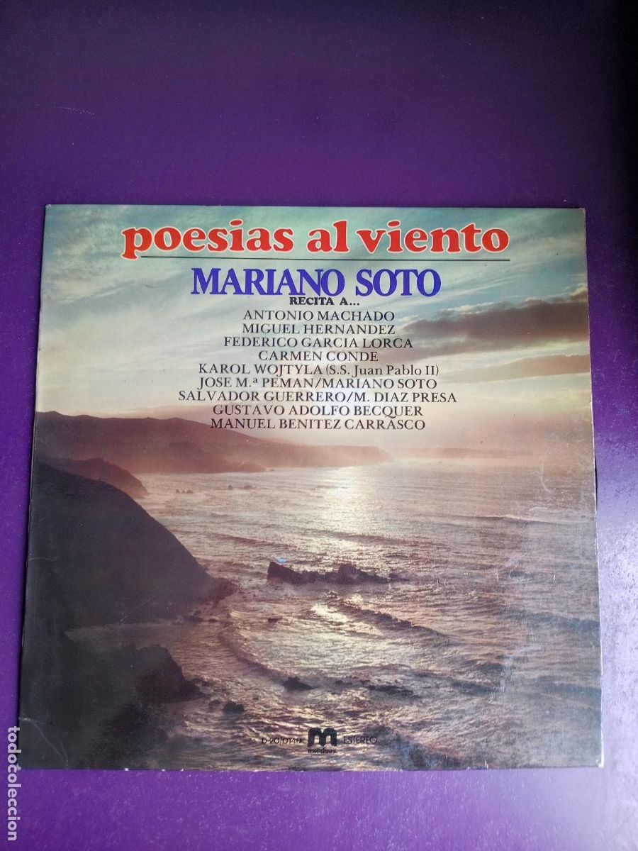 Discos de vinilo: MARIANO SOTO RECITA MACHADO, LORCA, HERNANDEZ, BECQUER, ETC - LP MERCURIO 1982 - POESIA AUDIOLIBRO