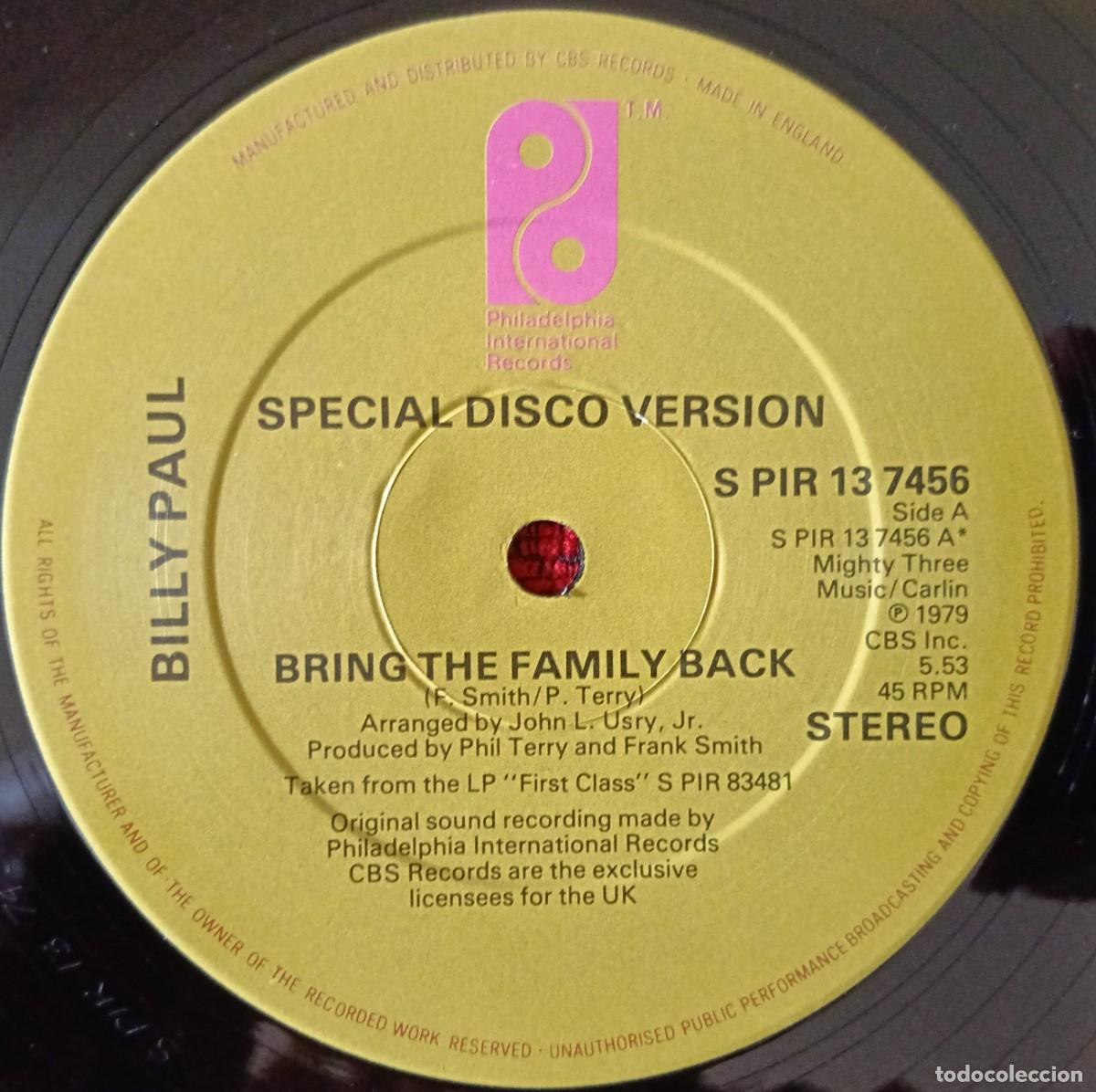 Discos de vinilo: BILLY PAUL ** Bring The Family Back ** MAXI SINGLE VINILO 1979 UK