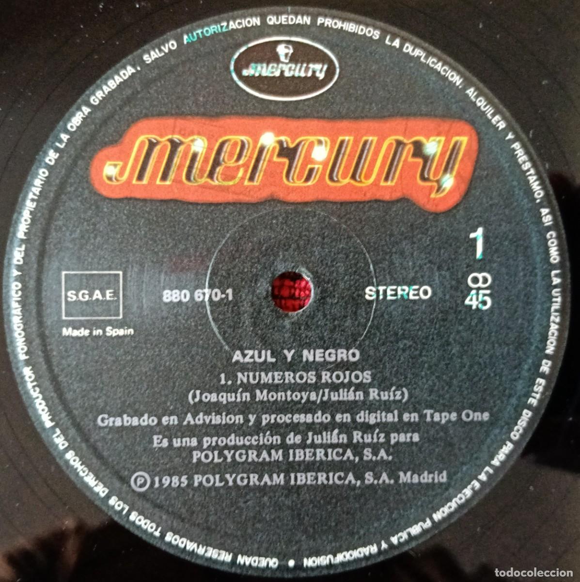 Discos de vinilo: AZUL Y NEGRO ** N&uacute;meros Rojos ** MAXI SINGLE VINILO 1985 - Foto 3