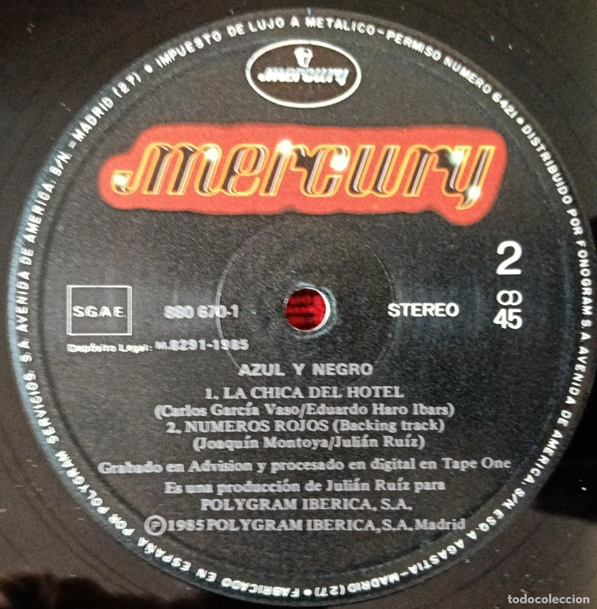 Discos de vinilo: AZUL Y NEGRO ** N&uacute;meros Rojos ** MAXI SINGLE VINILO 1985 - Foto 4