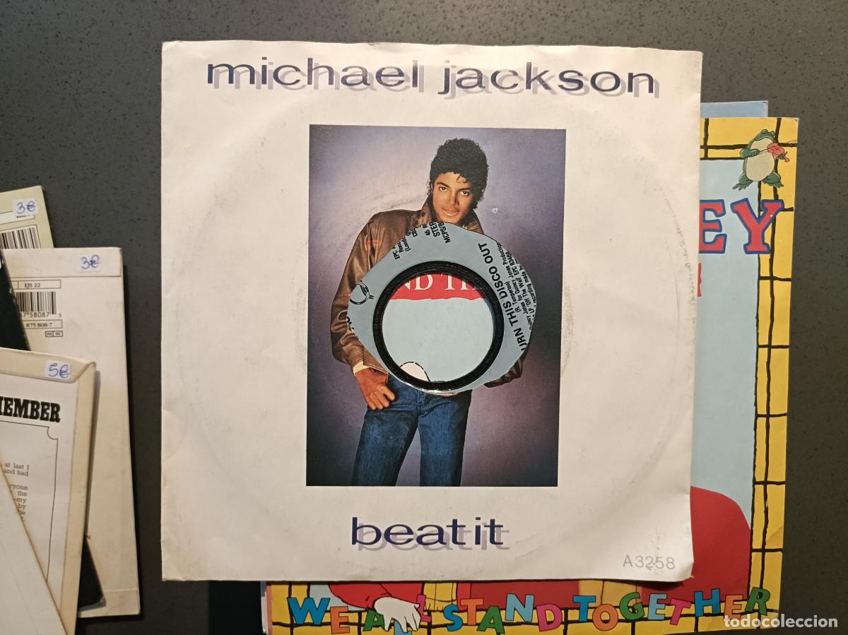 Discos de vinilo: Michael Jackson - Beat It / Burn This Disco Out - Single sello EPIC 1979