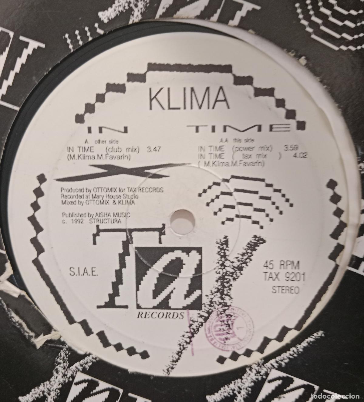 Discos de vinilo: Klima &lrm;&ndash; In Time Maxi Italia 1992