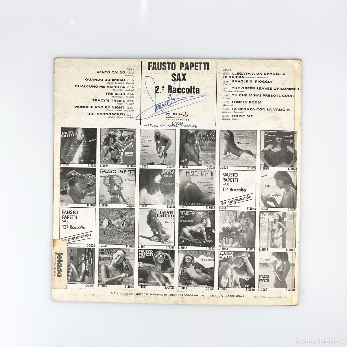 Discos de vinilo: LP. Fausto Papetti. 2.&ordf; Raccolta - Foto 2