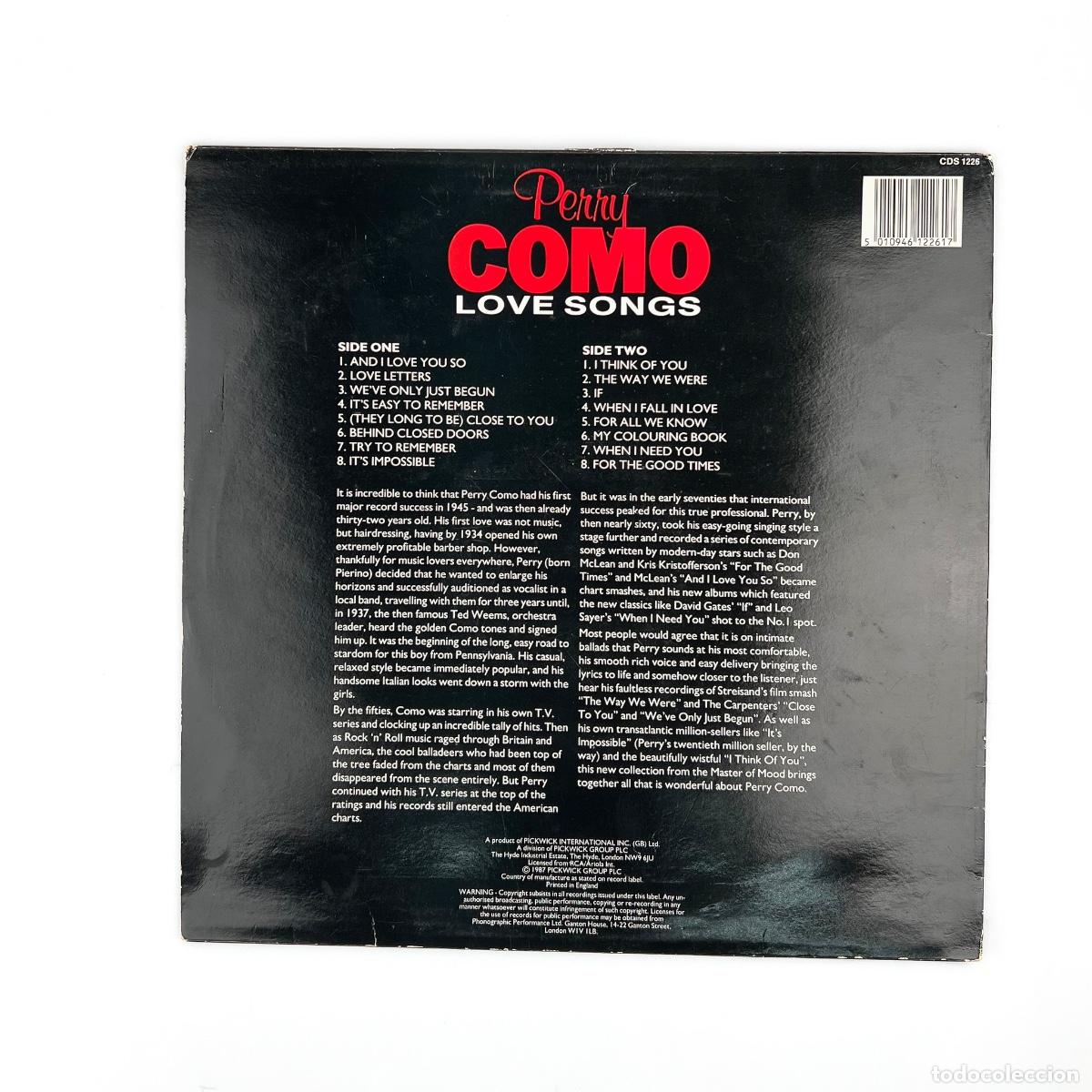 Discos de vinilo: LP. Perry Como. Love Songs - Foto 2