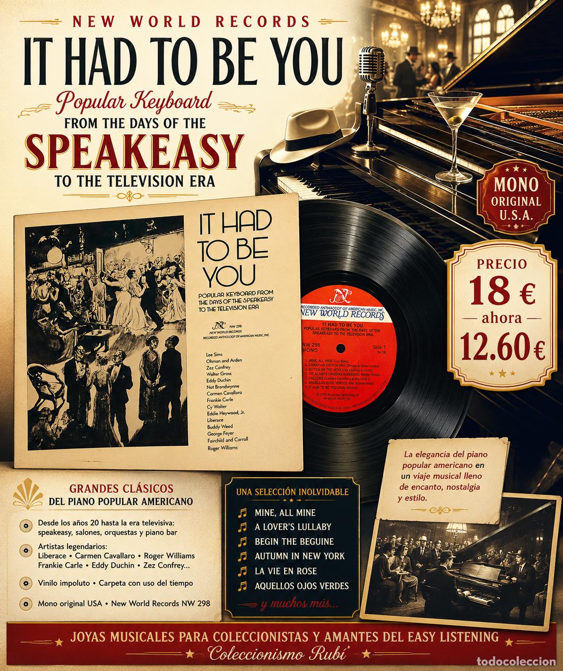 Discos de vinilo: IT HAD TO BE YOU / NEW WORLD RECORDS / PIANO JAZZ & EASY LISTENING / USA 1977 ****