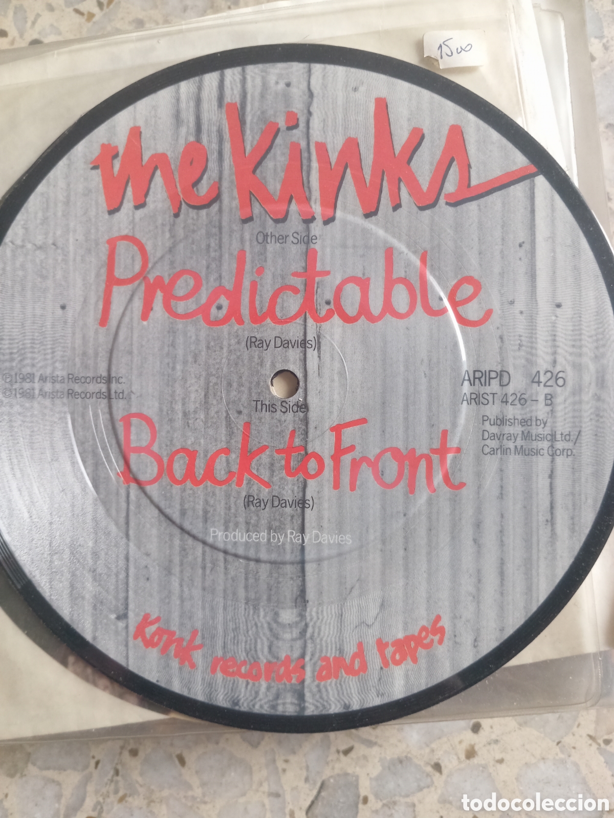 Discos de vinilo: SGL PICTURE THE KINKS PREDICTABLE 1981 UK - Foto 2