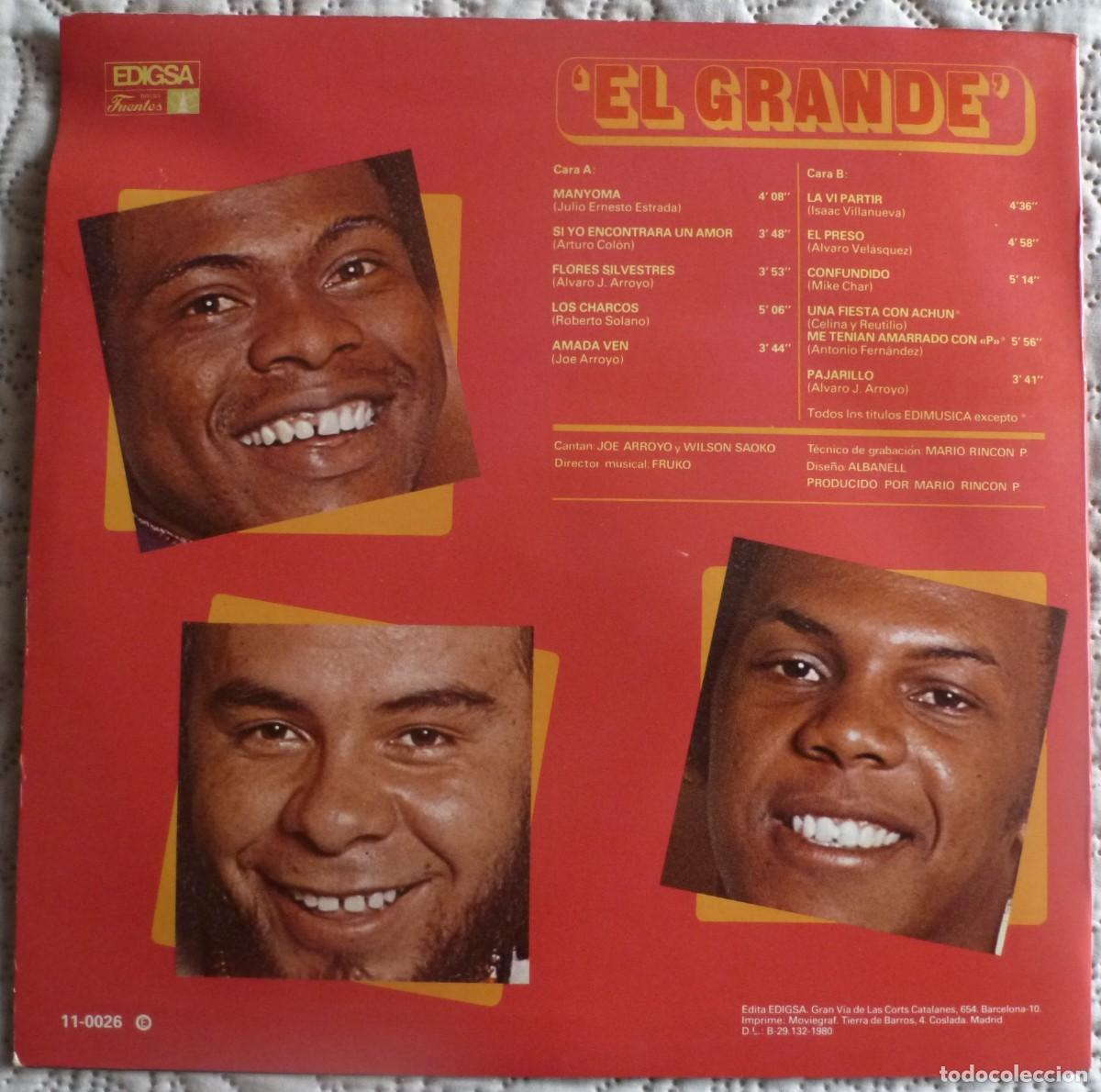 Discos de vinilo: FRUKO - EL GRANDE (LP EDIGSA 1980) SALSA - Foto 2
