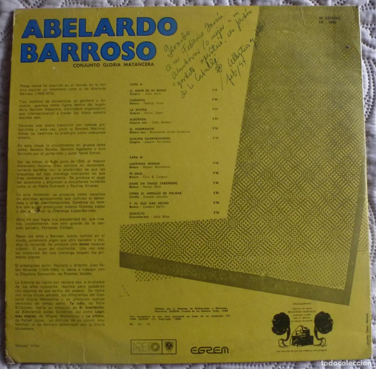 Discos de vinilo: ABELARDO BARROSO (LP AREITO 1988 CUBA) - Foto 2